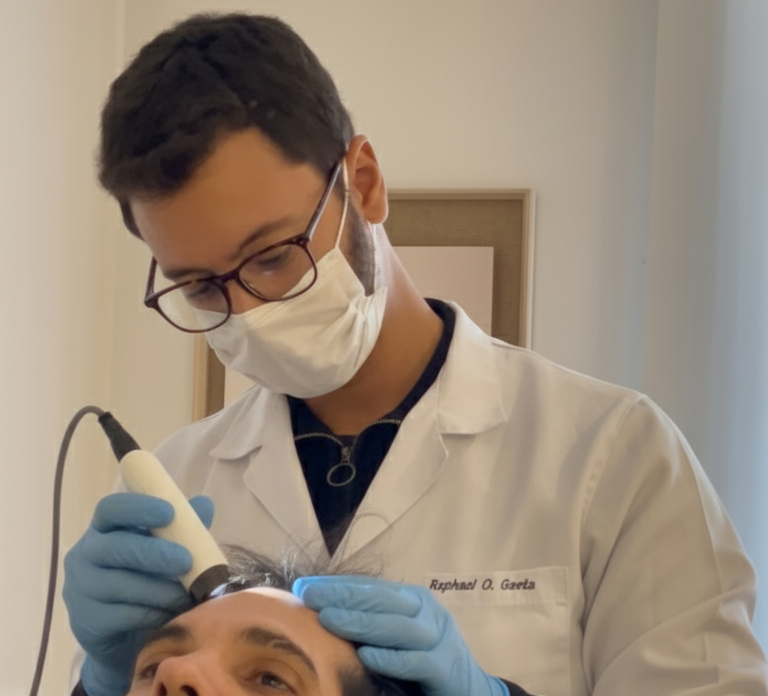 Dr. Raphael Gaeta realizando tricoscopia
